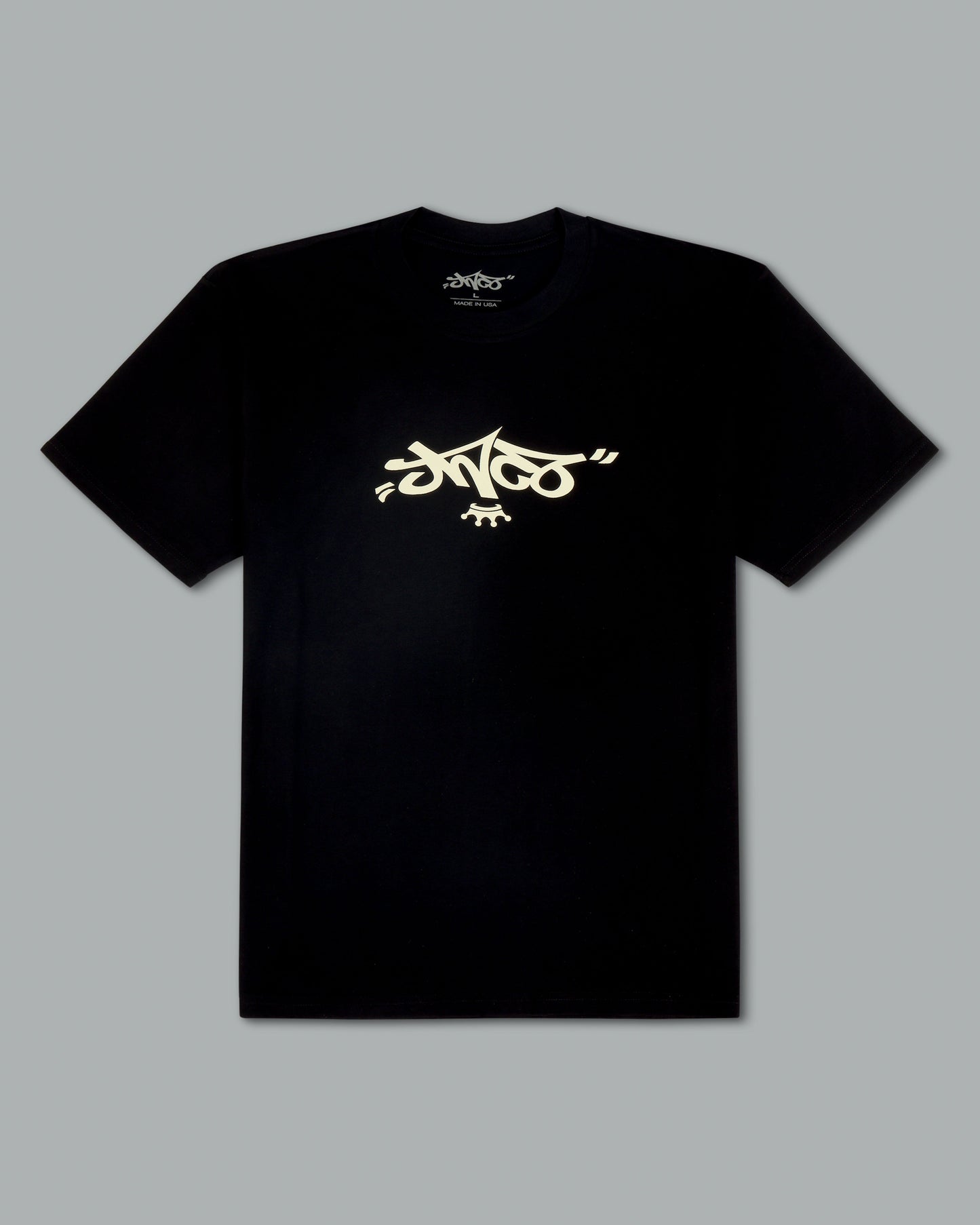 Reversed Crown Tee. Black/ Natural.