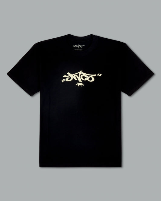 Reversed Crown Tee. Black/ Natural.