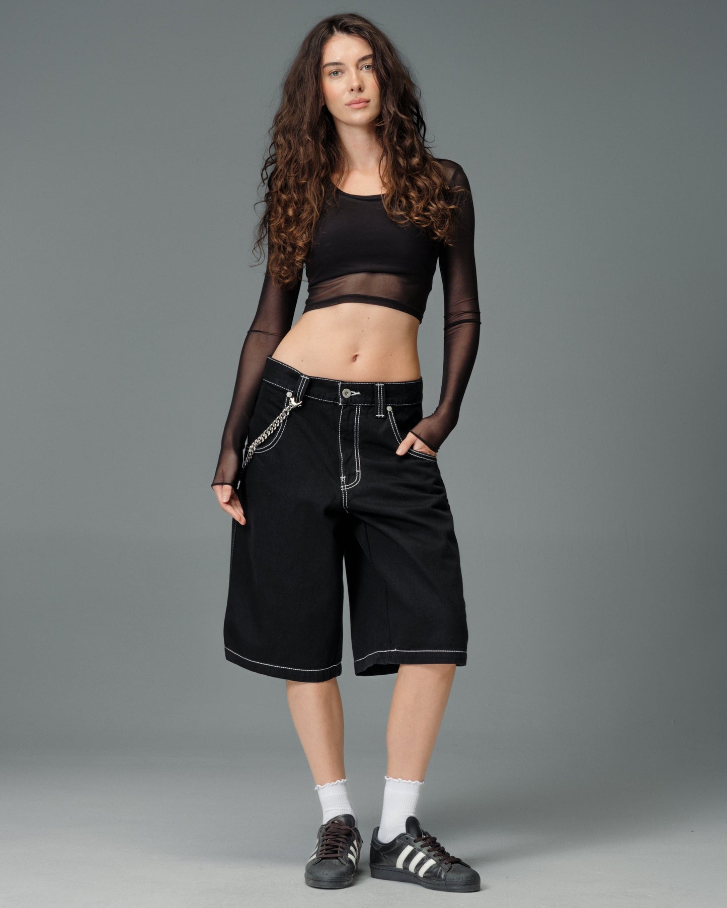 W179 Pipes Shorts. 14" Inseam. Jet Black.