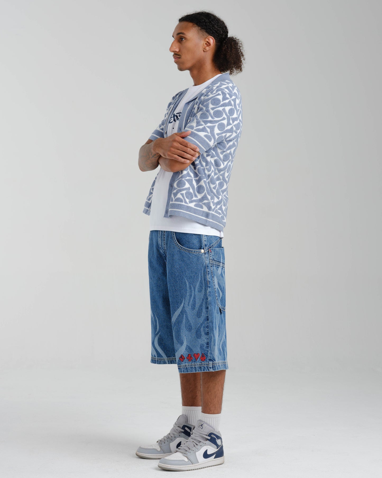 Rising Flames Shorts. 15" Inseam. Dark Stone.