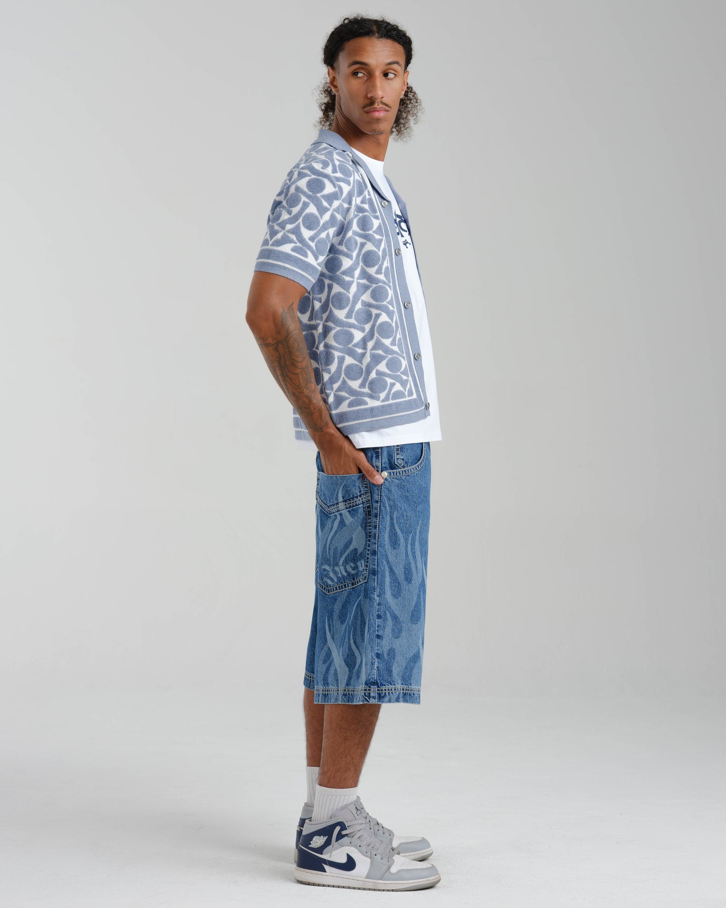 Rising Flames Shorts. 15" Inseam. Dark Stone.