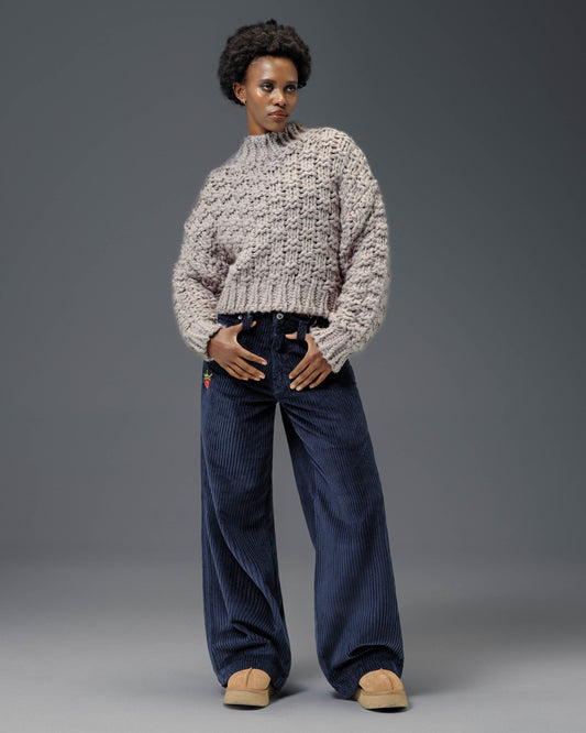 W179 Pipes. 23". 4 Wale Corduroy. Navy.