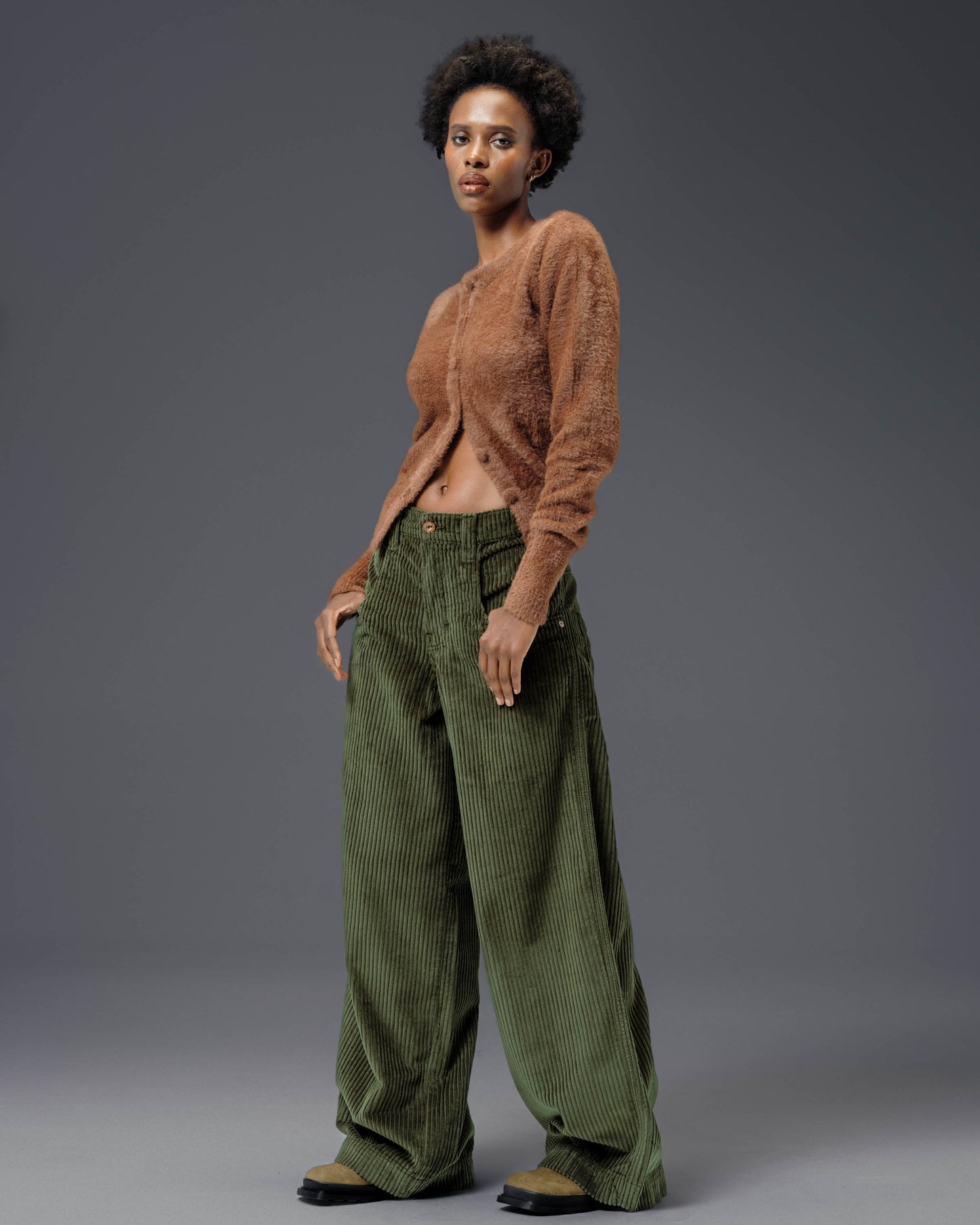 W101 Twin Cannon. 26". 4 Wale Corduroy. Moss.