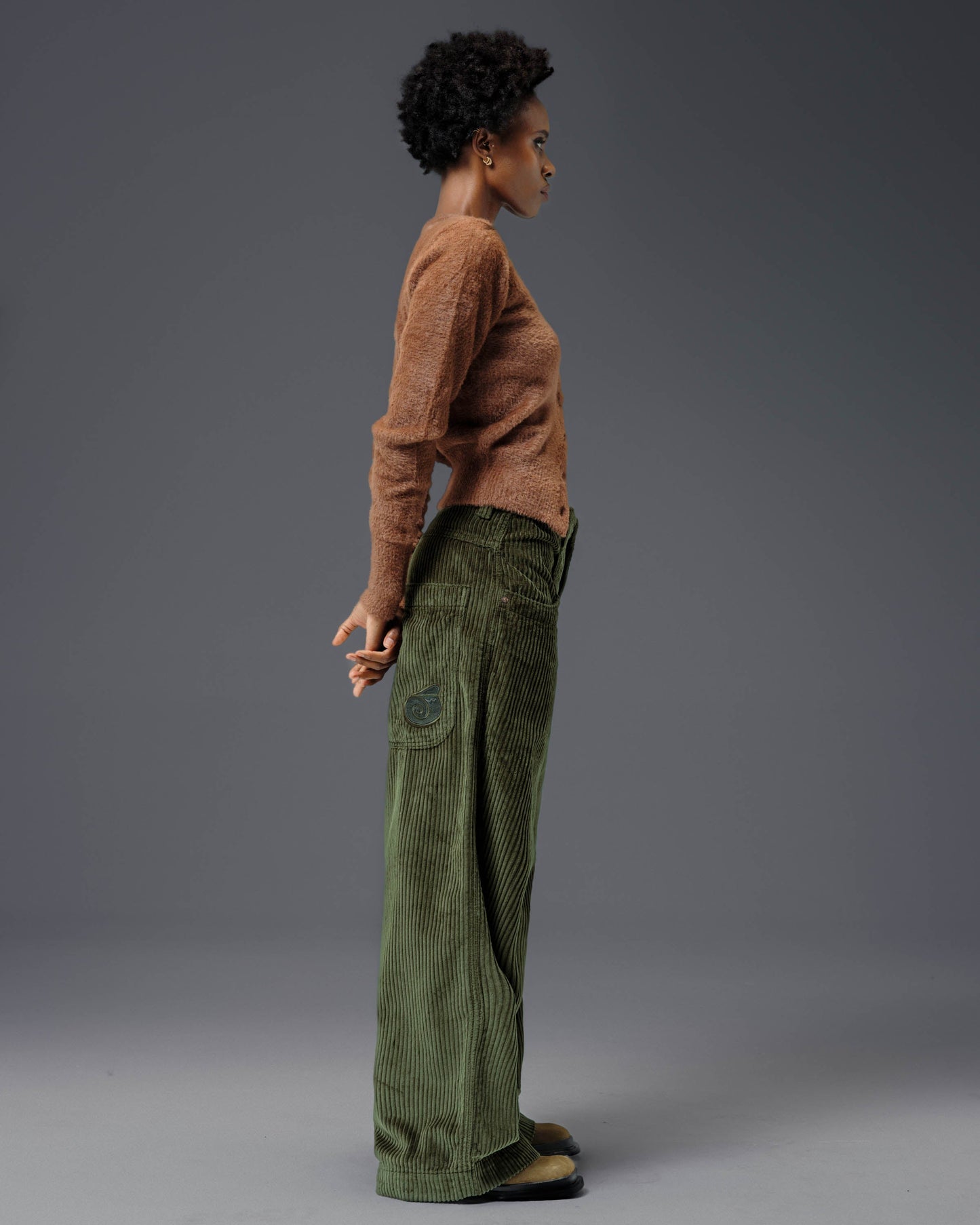 W101 Twin Cannon. 26". 4 Wale Corduroy. Moss.